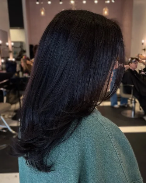 Jet Black Layers with Feathered Ends