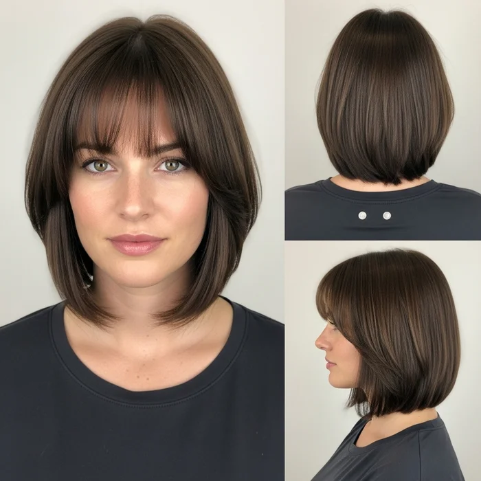 Layered Feathered  Bob With Bangs