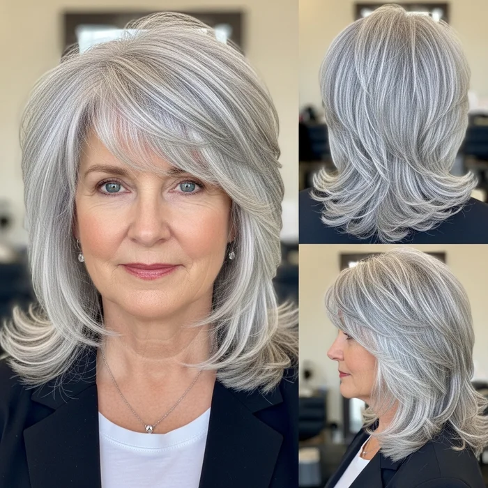 Layered Silver Shag with Feathered Ends