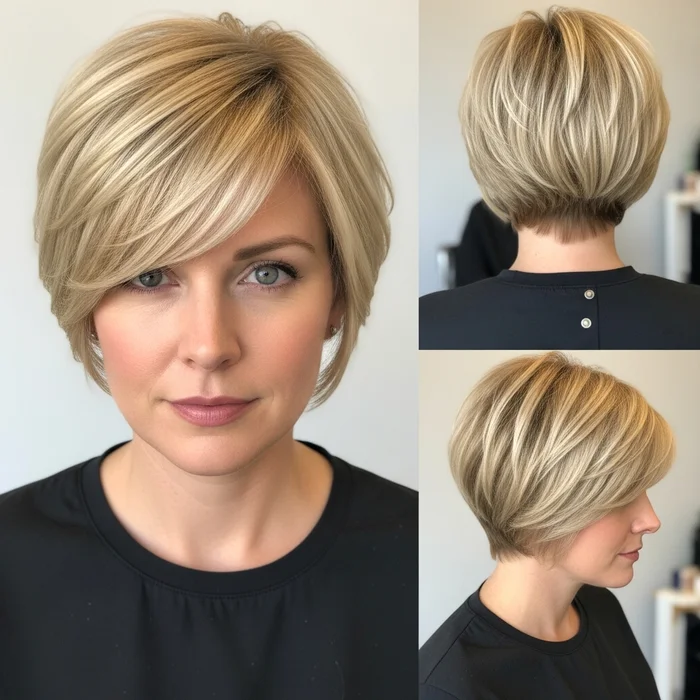 Light Blonde Side-Swept Pixie