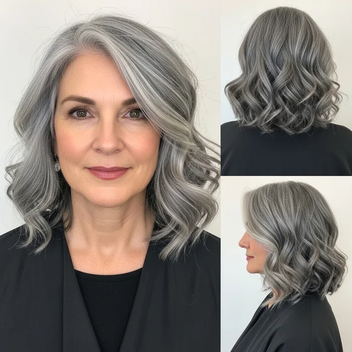 Long Gray Curls Bob