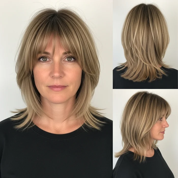 Long Highlighted Bob With Piecey Bangs