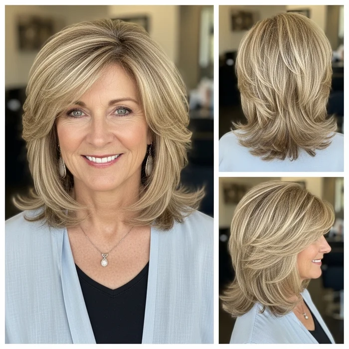 Long Layered Bob for Women Over 50