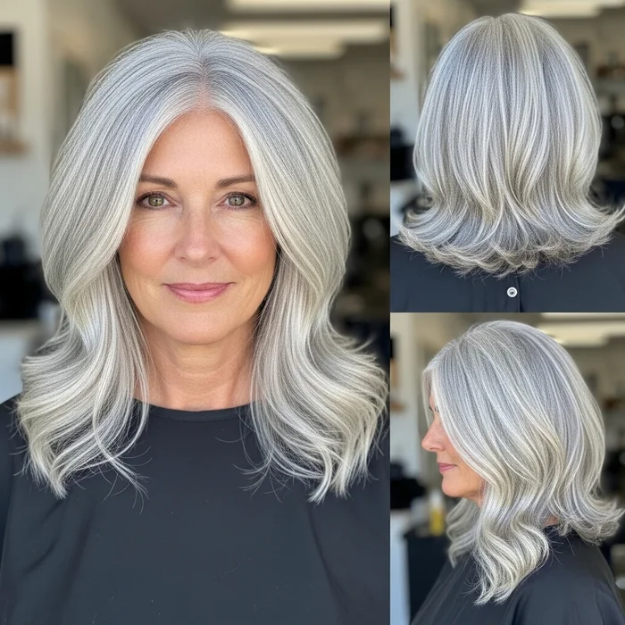 Long Silver Waves With Highlights