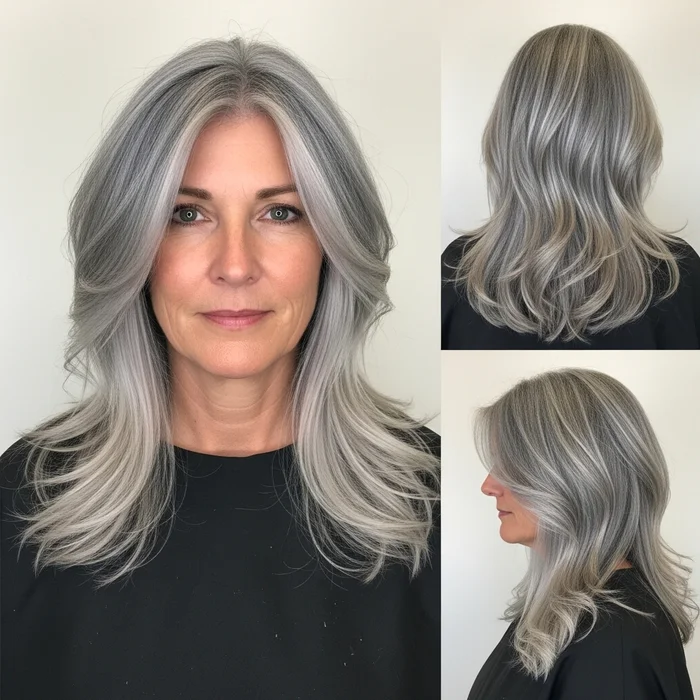 Long Wavy Highlighted Gray Layers