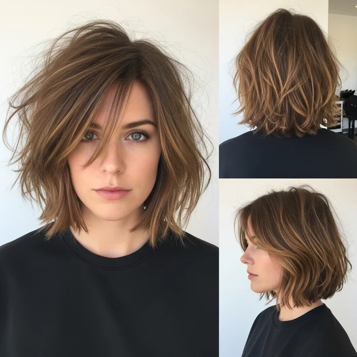 Messy Lob Choppy Bob Hairstyle