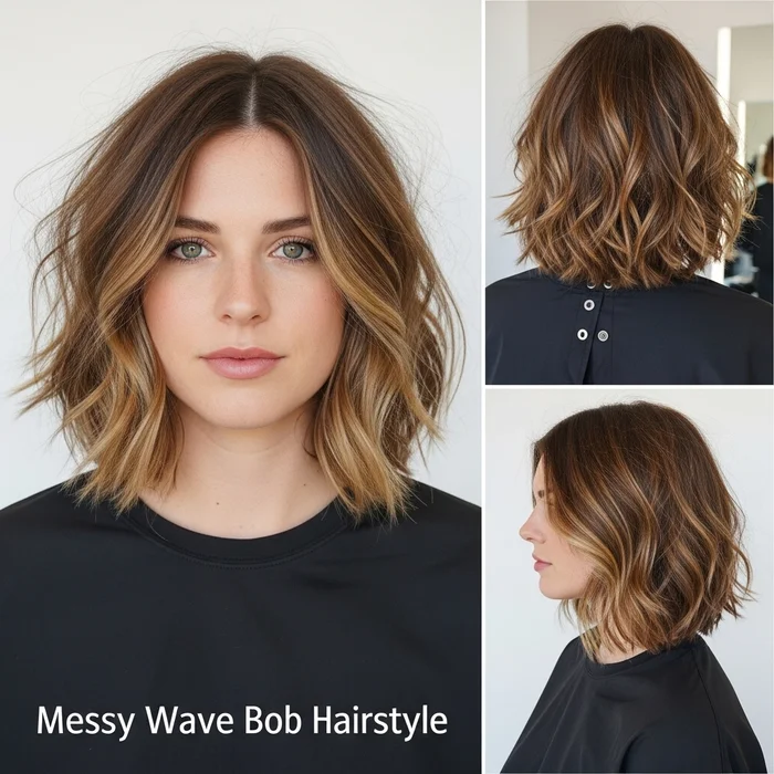 Messy Wavy Bob Hairstyle