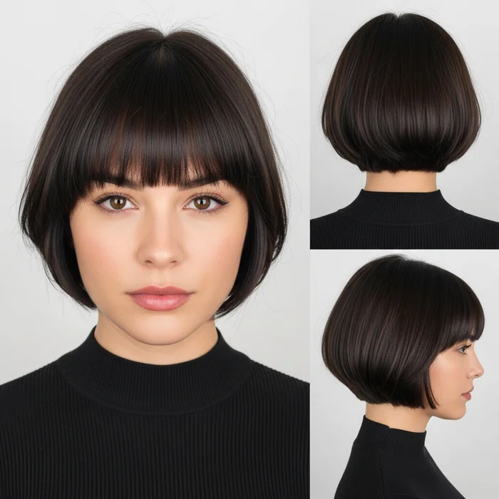 Modern Bowl Cut Bob With Micro Bangs