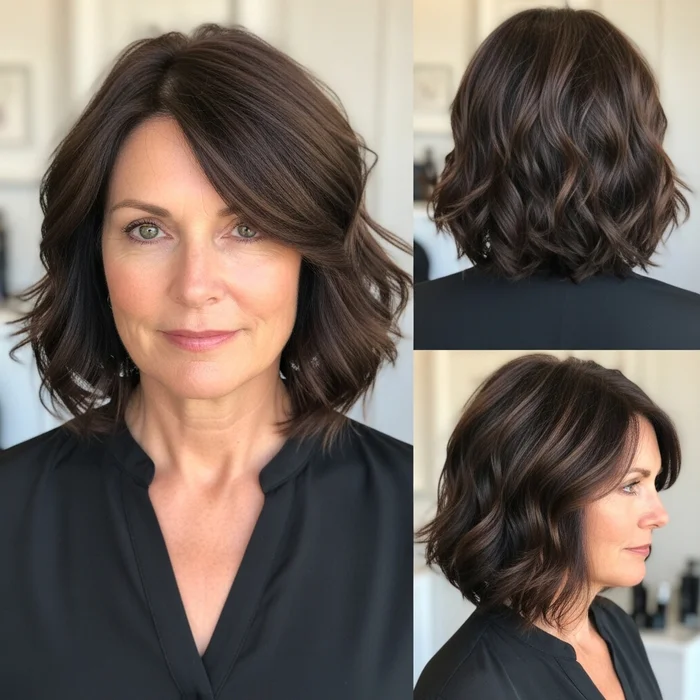 Natural Wavy Brunette Bob