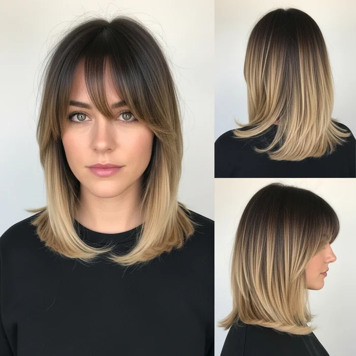 Ombre Long Bob With Bangs