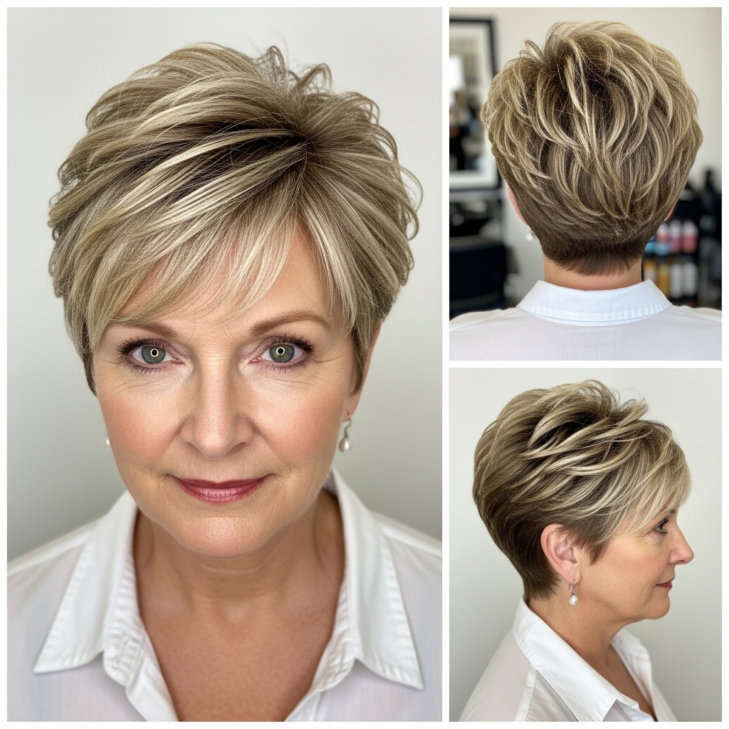 Pixie With Voluminous Crown And Highlights