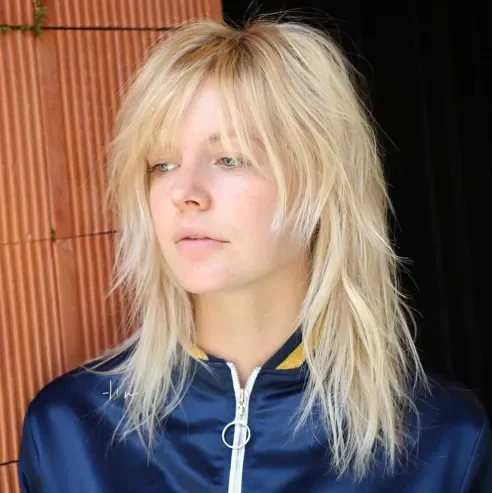 Platinum Blonde Shag with Soft Face Layers