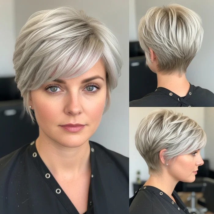 Platinum Blonde Textured Pixie With Tapered Nape