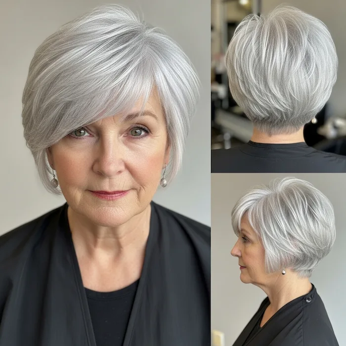 Platinum Pixie with Side-Swept Bangs