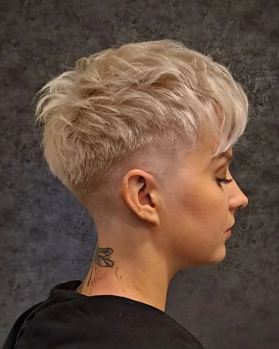 Platinum Undercut Pixie with Textured Top
