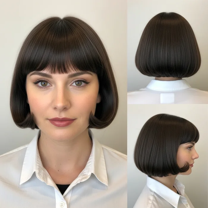 Retro Bob with Curved Bangs