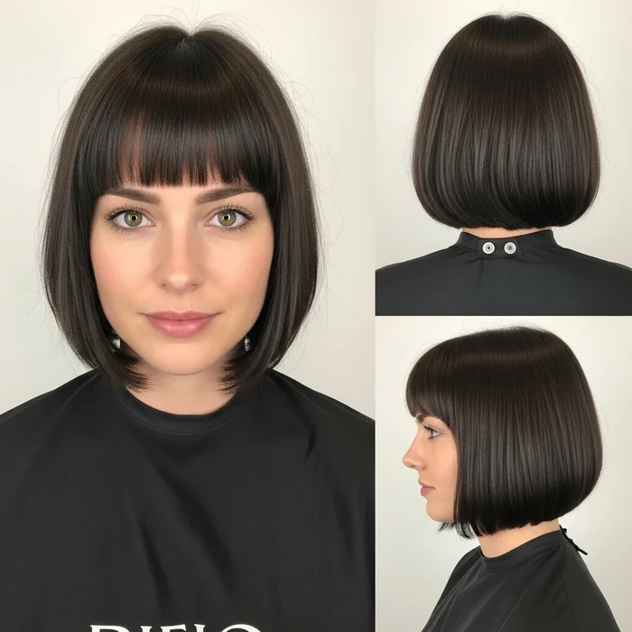 Rounded Bob With Blunt Bangs