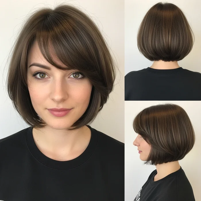 Rounded Bob With Side Bangs