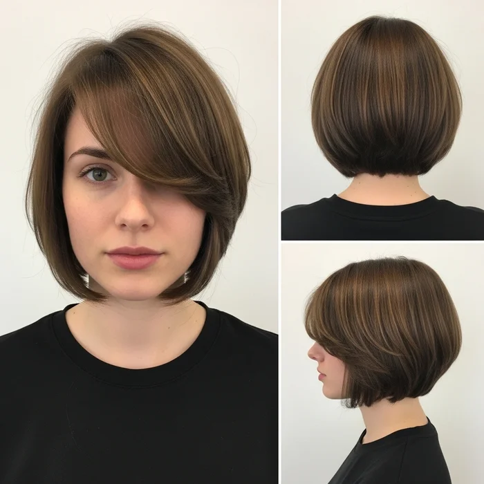 Rounded Bob With Side-Swept Bangs