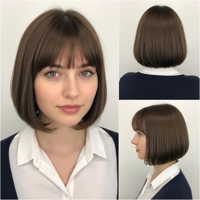 Rounded Bob With Wispy Bangs