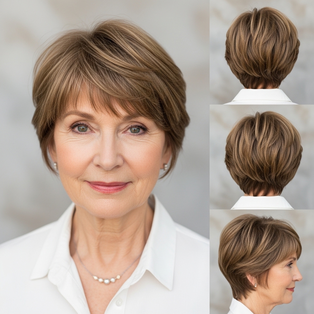 Rounded Layered Pixie With Bangs