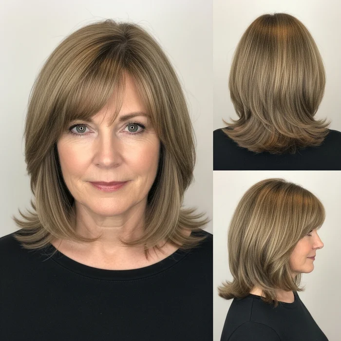 Rounded Long Bob With Bangs