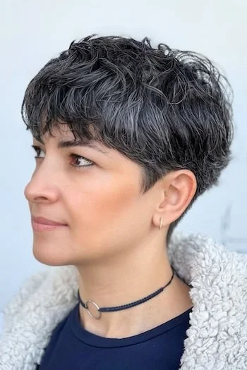 Salt and Pepper Wavy Pixie