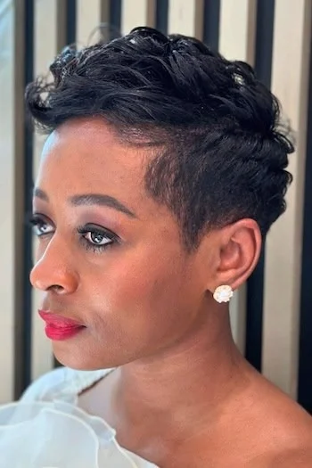 Sculpted Black Pixie with Glossy Finish