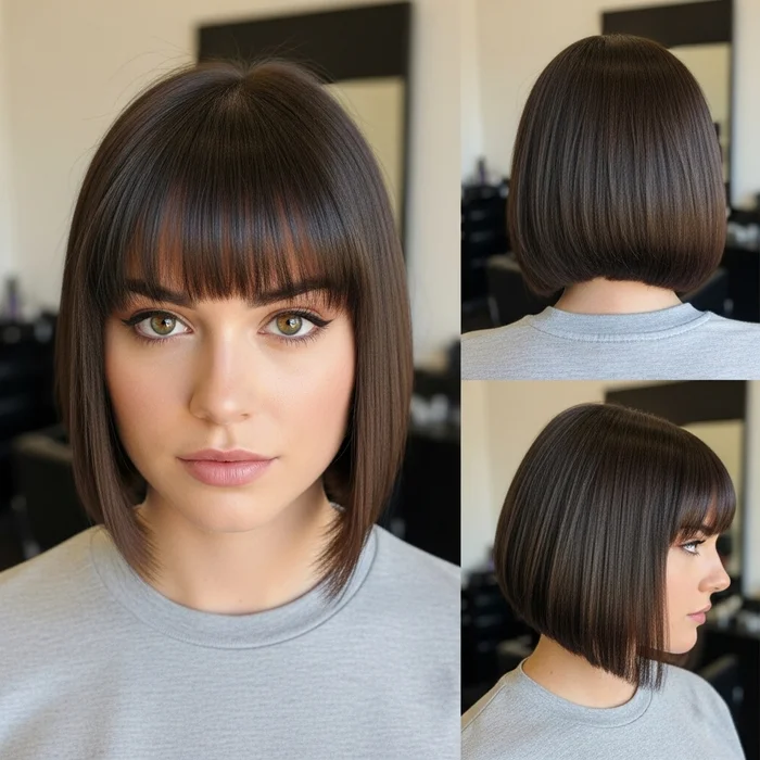 Sharp Angular Bob With Straight Bangs