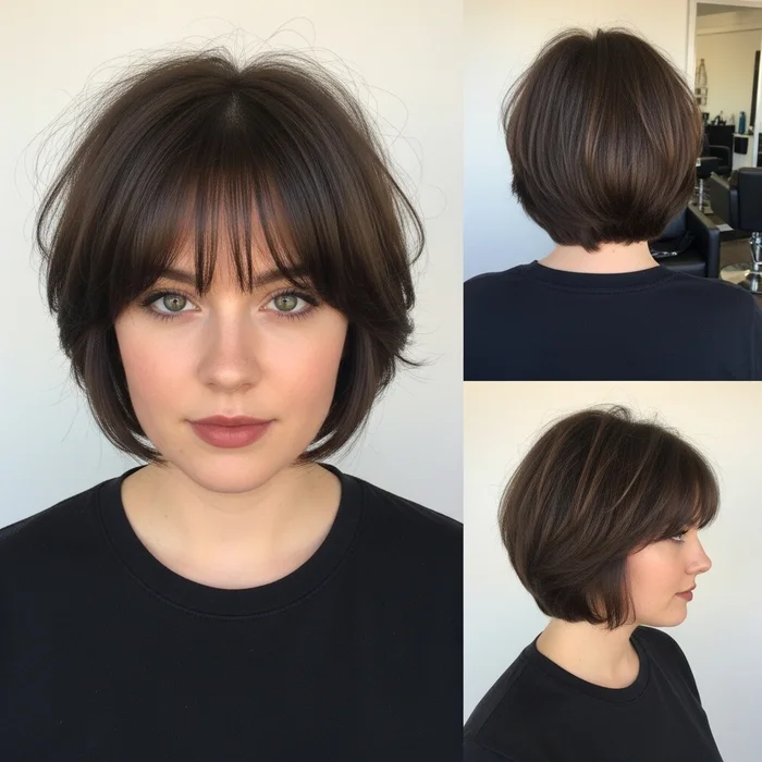 Short Bangs Hairstyle For Round Faces