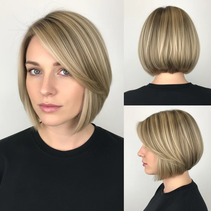 Short Blunt Bob With Blonde Highlights