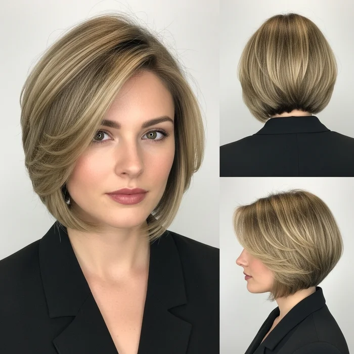 Short Blunt Bob With Feathered Layers
