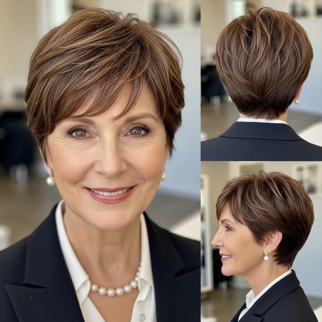 Short Brown Pixie With Fringe