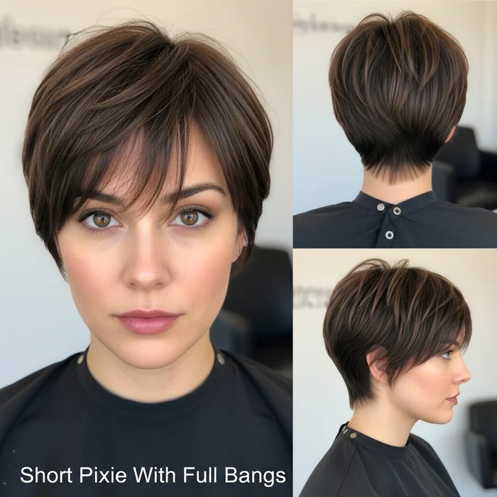 Short Pixie With Full Bangs