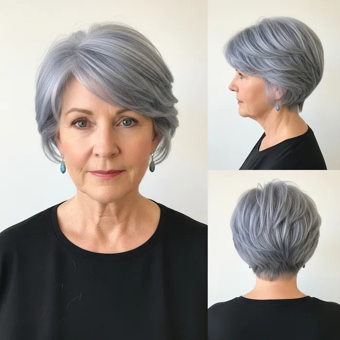 Short Silver Periwinkle Tapered Pixie