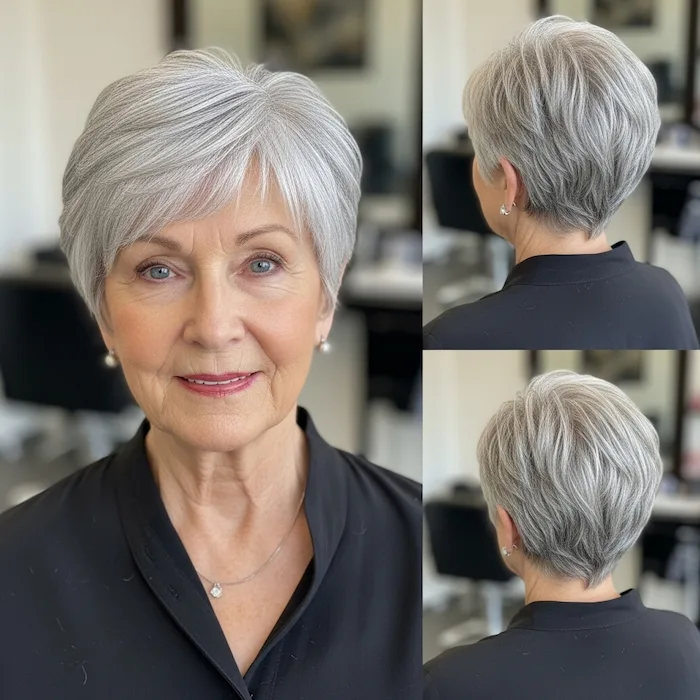 Short Silver Pixie with Tapered Back