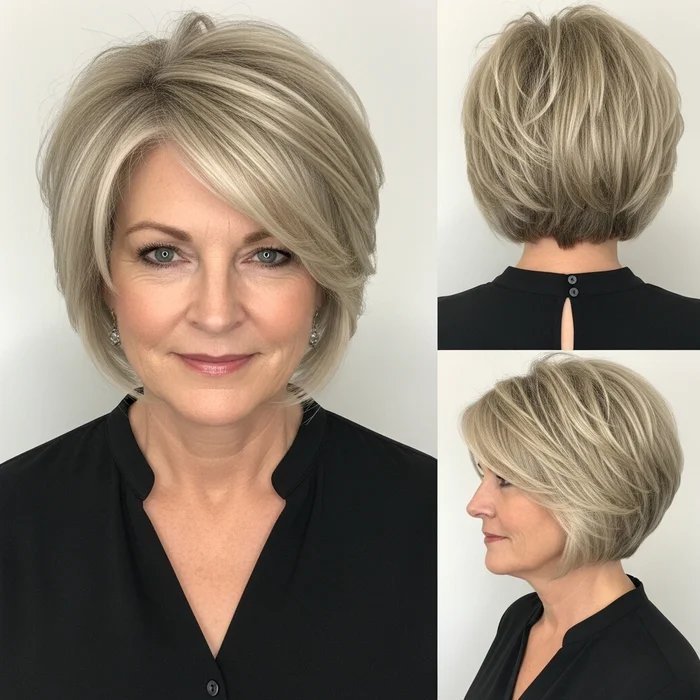 Short Textured Bob With Highlights