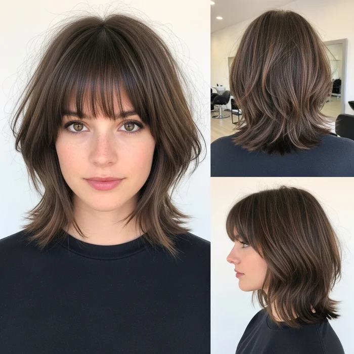 Shoulder Length Choppy Bob With Bangs