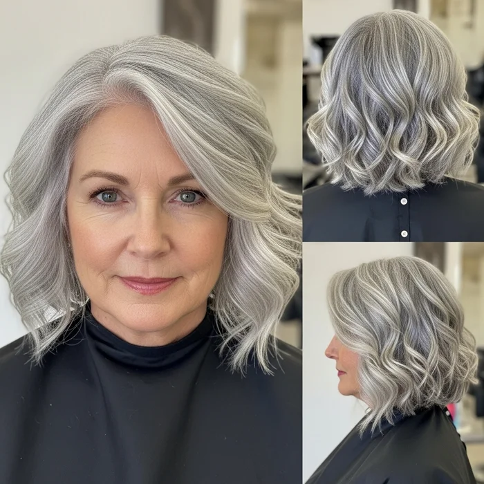 Shoulder-Length Silver Curls