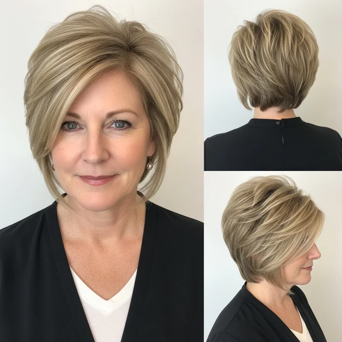 Side-Parted Asymmetrical Wedge For Hairstyle