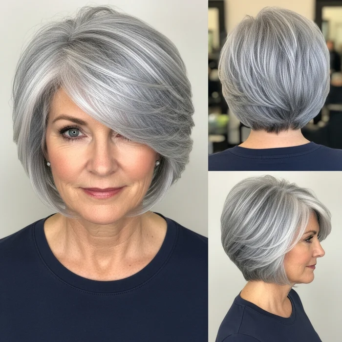 Silver Pixie with Long Side-Swept Layers