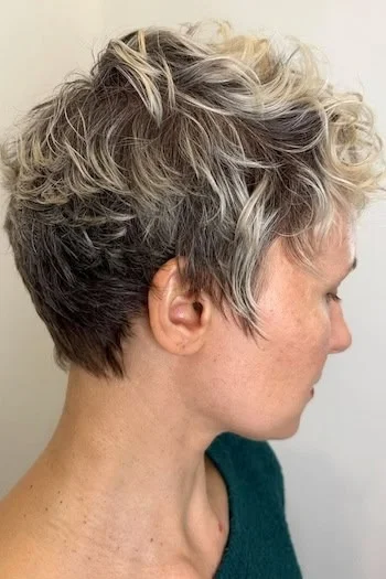 Silver Textured Pixie with Wavy Layers