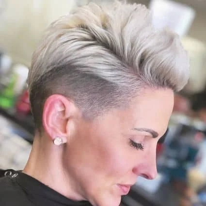 Silver Undercut Pixie with Swept Volume