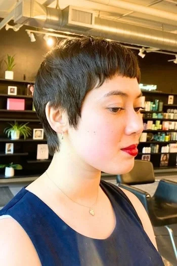 Sleek Jet Black Pixie with Baby Bangs