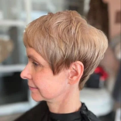Smooth Blonde Pixie with Rounded Volume