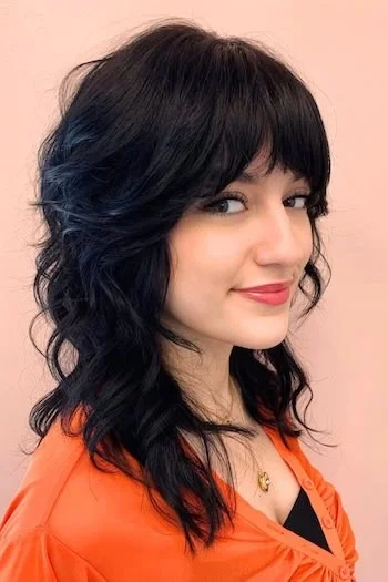 Soft Black Wolf Cut with Tousled Layers