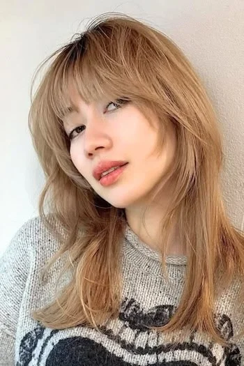 Soft Blonde Wolf Cut with Face Layers and Fringe