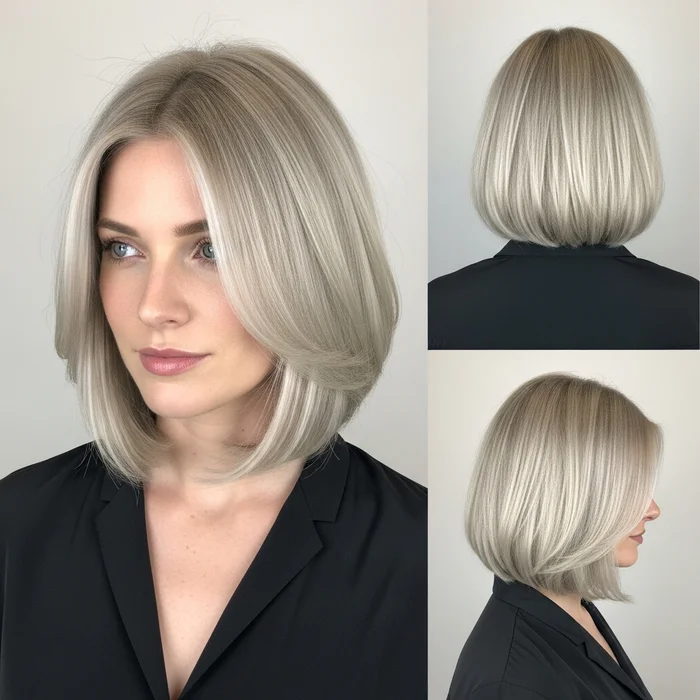 Soft Blunt Bob On Platinum Blonde