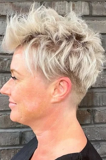 Spiky Platinum Pixie with Undercut Edge