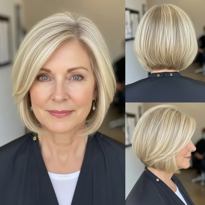 Straight Blonde Bob for Women Over 50